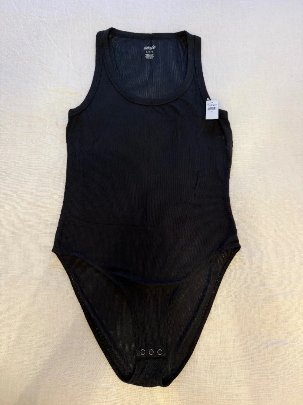 Brand New AERIE Black Ribbed Bodysuit - Size Large